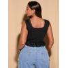 imageSHENHE Womens Plus Size Lace Trim V Neck Tops Split Tie Front Sleeveless Tank TopBlack