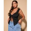 imageSHENHE Womens Plus Size Lace Trim V Neck Tops Split Tie Front Sleeveless Tank TopBlack