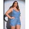 imageSHENHE Womens Plus Size Sequin V Neck Sleeveless Spaghetti Strap Cami Romper JumpsuitsBlue