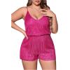 imageSHENHE Womens Plus Size Sequin V Neck Sleeveless Spaghetti Strap Cami Romper JumpsuitsGlitter Hot Pink