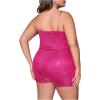 imageSHENHE Womens Plus Size Sequin V Neck Sleeveless Spaghetti Strap Cami Romper JumpsuitsGlitter Hot Pink