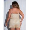 imageSHENHE Womens Plus Size Sequin V Neck Sleeveless Spaghetti Strap Cami Romper JumpsuitsGold