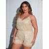 imageSHENHE Womens Plus Size Sequin V Neck Sleeveless Spaghetti Strap Cami Romper JumpsuitsGold