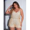 imageSHENHE Womens Plus Size Sequin V Neck Sleeveless Spaghetti Strap Cami Romper JumpsuitsGold
