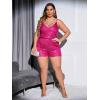 imageSHENHE Womens Plus Size Sequin V Neck Sleeveless Spaghetti Strap Cami Romper JumpsuitsPink