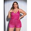 imageSHENHE Womens Plus Size Sequin V Neck Sleeveless Spaghetti Strap Cami Romper JumpsuitsPink