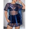 imageSHENHE Womens Plus Size Sexy See Through Mesh Short Sleeve Party Night Loose Tshirt DressBlue