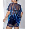 imageSHENHE Womens Plus Size Sexy See Through Mesh Short Sleeve Party Night Loose Tshirt DressBlue