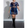 imageSHENHE Womens Plus Size Sexy See Through Mesh Short Sleeve Party Night Loose Tshirt DressBlue