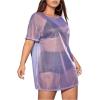 imageSHENHE Womens Plus Size Sexy See Through Mesh Short Sleeve Party Night Loose Tshirt DressMauve Purple