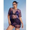 imageSHENHE Womens Plus Size Sexy See Through Mesh Short Sleeve Party Night Loose Tshirt DressPurple