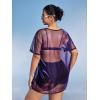 imageSHENHE Womens Plus Size Sexy See Through Mesh Short Sleeve Party Night Loose Tshirt DressPurple