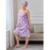 imageSHENHE Womens Plus Size Sleeveless Ruffle Hem Nightgown Pajama Dress with Eye MaskHeart Lilac Purple