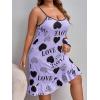 imageSHENHE Womens Plus Size Sleeveless Ruffle Hem Nightgown Pajama Dress with Eye MaskPurple