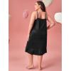 imageSHENHE Womens Plus Size Sleeveless Ruffle Hem Nightgown Pajama Dress with Eye MaskRed Lip Black