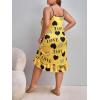 imageSHENHE Womens Plus Size Sleeveless Ruffle Hem Nightgown Pajama Dress with Eye MaskYellow