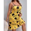 imageSHENHE Womens Plus Size Sleeveless Ruffle Hem Nightgown Pajama Dress with Eye MaskYellow