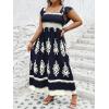 imageSHENHE Womens Plus Size Square Neck Tie Back Smocked Flutter Sleeve Flowy Maxi Boho DressDark Blue