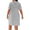 imageSHENHE Womens Plus Size Striped Drawstring Casual Short Sleeve Knee Length Hoodie DressWhite