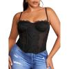 imageSHENHE Womens Plus Size Bustier Lace Trim Mesh Slim Fitted Sexy Crop Camisole TopBlack