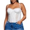 imageSHENHE Womens Plus Size Bustier Lace Trim Mesh Slim Fitted Sexy Crop Camisole TopWhite