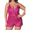 imageSHENHE Womens Plus Size Sequin V Neck Sleeveless Spaghetti Strap Cami Romper JumpsuitsGlitter Hot Pink
