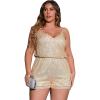 imageSHENHE Womens Plus Size Sequin V Neck Sleeveless Spaghetti Strap Cami Romper JumpsuitsGold