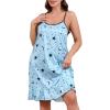 imageSHENHE Womens Plus Size Sleeveless Ruffle Hem Nightgown Pajama Dress with Eye MaskStars Moon Blue