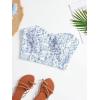 imageSHENHE Womens Casual Ditsy Floral Print Sleeveless Strapless Bandeau Tube Crop TopBlue and White