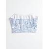 imageSHENHE Womens Casual Ditsy Floral Print Sleeveless Strapless Bandeau Tube Crop TopBlue and White