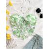 imageSHENHE Womens Floral Strapless Tube Top Sexy Mesh Sleeveless Boho Knot Front Bandeau Crop TopsGreen