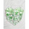 imageSHENHE Womens Floral Strapless Tube Top Sexy Mesh Sleeveless Boho Knot Front Bandeau Crop TopsGreen