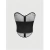 imageSHENHE Womens Graphic Overbust Strapless Corset Bustier Top Sexy Y2k Eyelet Cropped Beandeau TopBlack