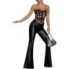 imageSHENHE Womens Graphic Overbust Strapless Corset Bustier Top Sexy Y2k Eyelet Cropped Beandeau TopBlack and Red
