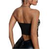 imageSHENHE Womens Graphic Overbust Strapless Corset Bustier Top Sexy Y2k Eyelet Cropped Beandeau TopBlack and Red