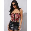imageSHENHE Womens Graphic Overbust Strapless Corset Bustier Top Sexy Y2k Eyelet Cropped Beandeau TopRed Black