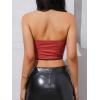 imageSHENHE Womens Graphic Overbust Strapless Corset Bustier Top Sexy Y2k Eyelet Cropped Beandeau TopRed Black