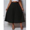 imageSHENHE Womens Plus Size High Waisted Pleated Skirt Flowy A Line Casual Midi SkirtBlack