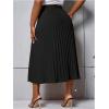 imageSHENHE Womens Plus Size High Waisted Pleated Skirt Flowy A Line Casual Midi SkirtBlack