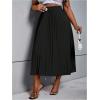 imageSHENHE Womens Plus Size High Waisted Pleated Skirt Flowy A Line Casual Midi SkirtBlack