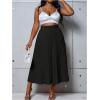 imageSHENHE Womens Plus Size High Waisted Pleated Skirt Flowy A Line Casual Midi SkirtBlack