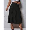 imageSHENHE Womens Plus Size High Waisted Pleated Skirt Flowy A Line Casual Midi SkirtBlack