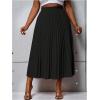 imageSHENHE Womens Plus Size High Waisted Pleated Skirt Flowy A Line Casual Midi SkirtBlack