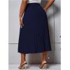 imageSHENHE Womens Plus Size High Waisted Pleated Skirt Flowy A Line Casual Midi SkirtDark Blue