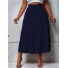 imageSHENHE Womens Plus Size High Waisted Pleated Skirt Flowy A Line Casual Midi SkirtDark Blue