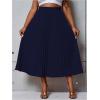 imageSHENHE Womens Plus Size High Waisted Pleated Skirt Flowy A Line Casual Midi SkirtDark Blue