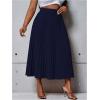 imageSHENHE Womens Plus Size High Waisted Pleated Skirt Flowy A Line Casual Midi SkirtDark Blue