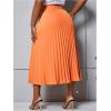imageSHENHE Womens Plus Size High Waisted Pleated Skirt Flowy A Line Casual Midi SkirtOrange