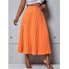 imageSHENHE Womens Plus Size High Waisted Pleated Skirt Flowy A Line Casual Midi SkirtOrange