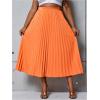 imageSHENHE Womens Plus Size High Waisted Pleated Skirt Flowy A Line Casual Midi SkirtOrange